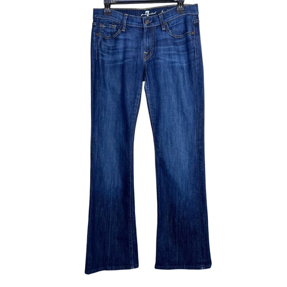 7 FOR ALL MANKIND Bootcut Jeans Low Rise Stretch Denim Dark Blue Women's Size 28